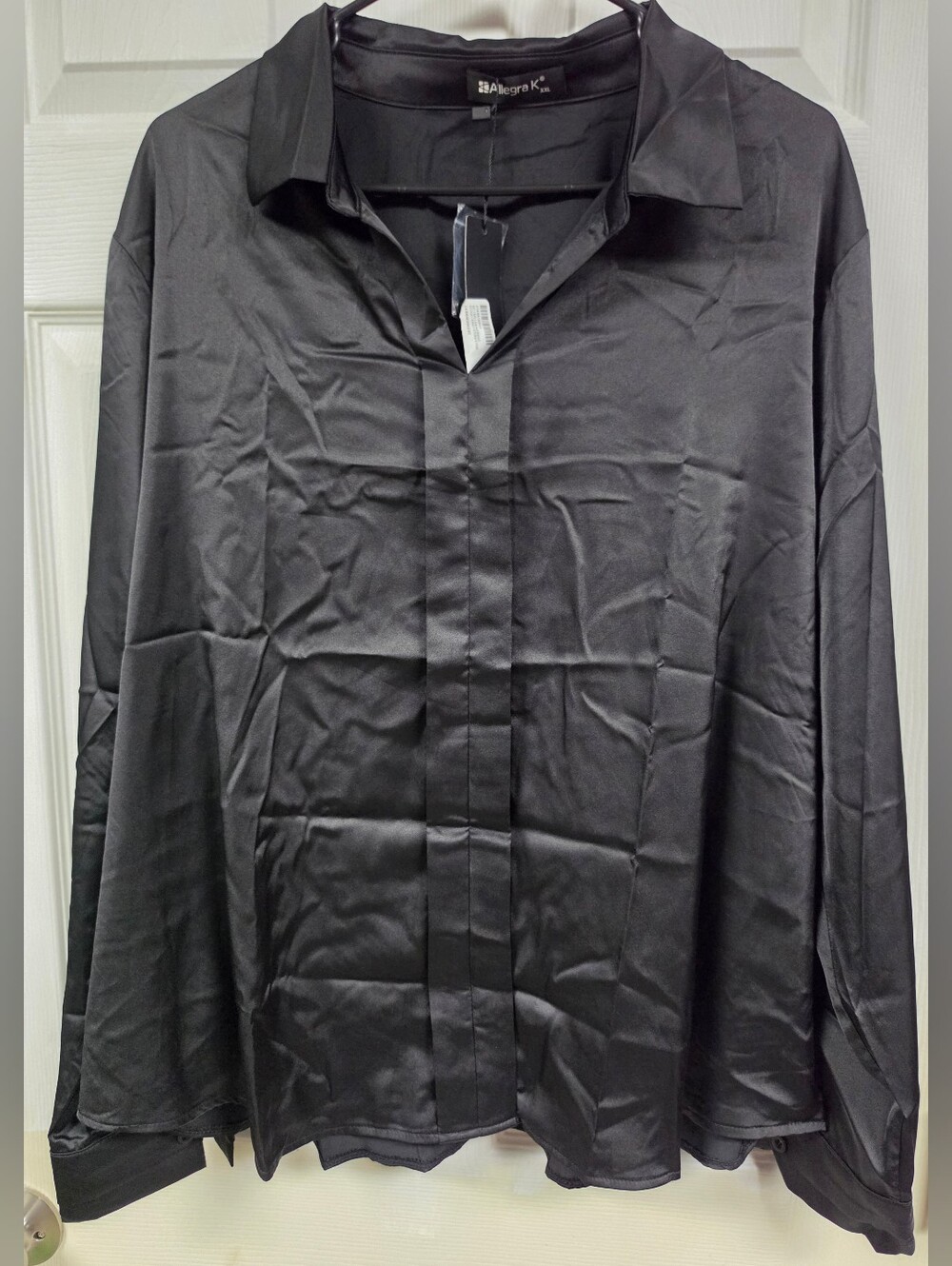 Satin Hidden Button Front Blouse